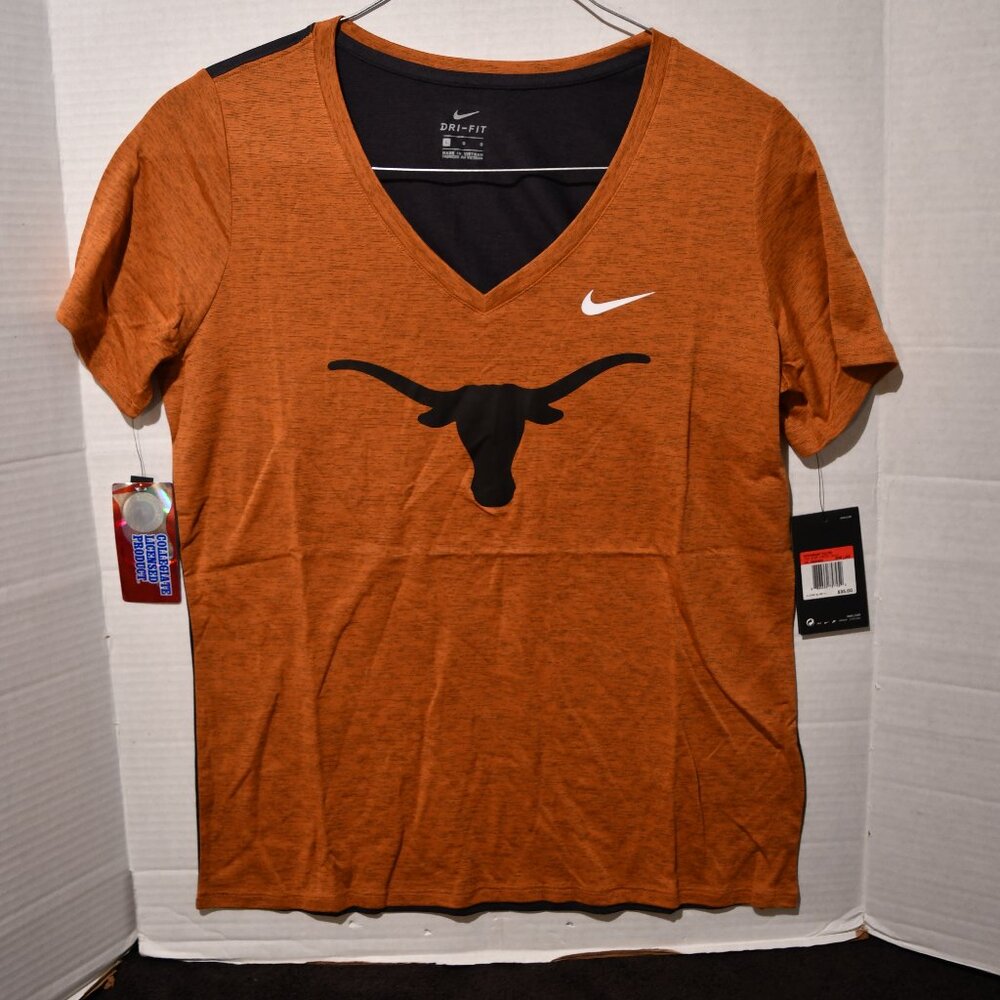 Womens NIKE DRY Dri-Fit Slim fit TOP Texas Longhorns ORANGE/Black Sizes S-XXL